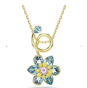 Swarovski Gold and Blue Floral Pendant Necklace